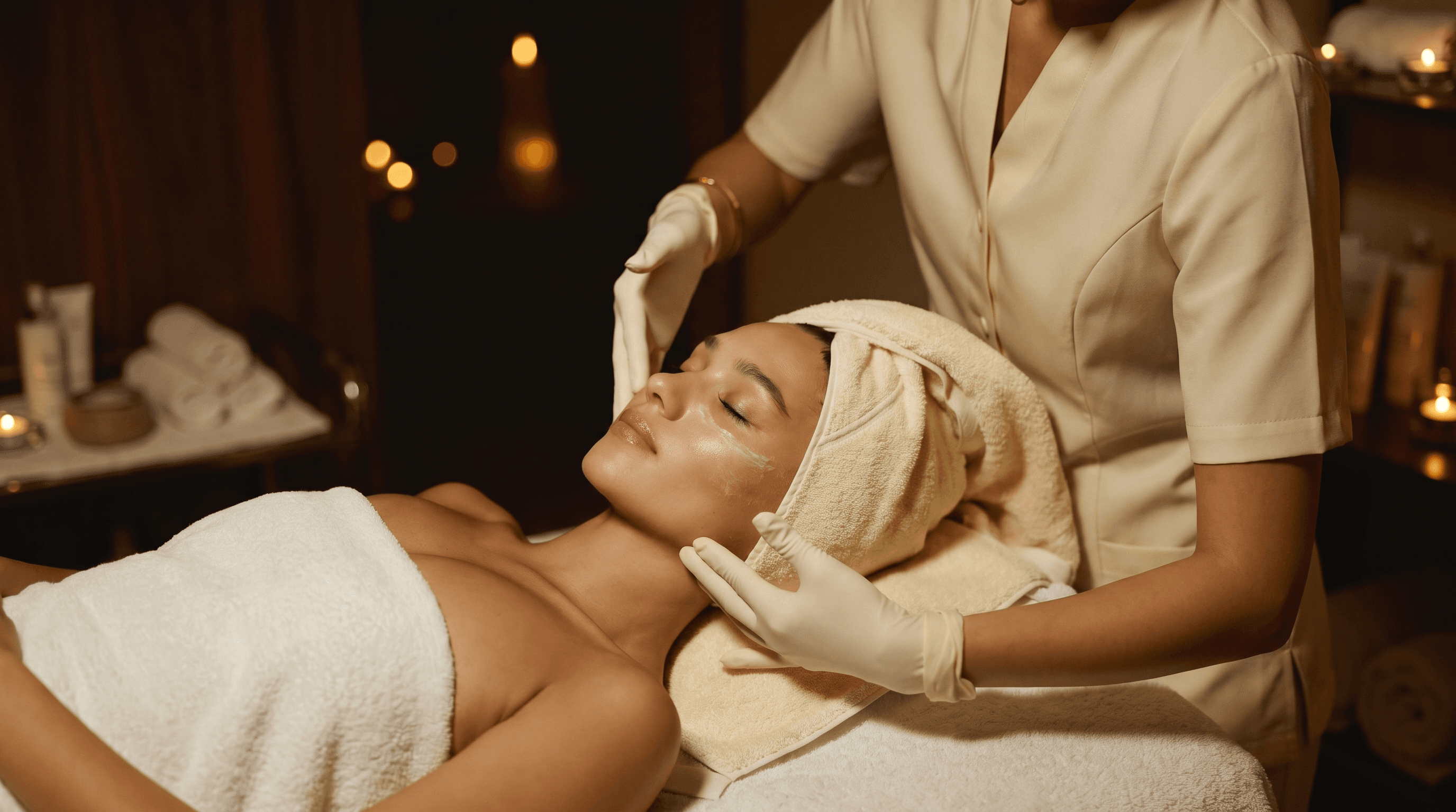 Luxury facial treatment at a Miami med spa — serene client receiving skincare